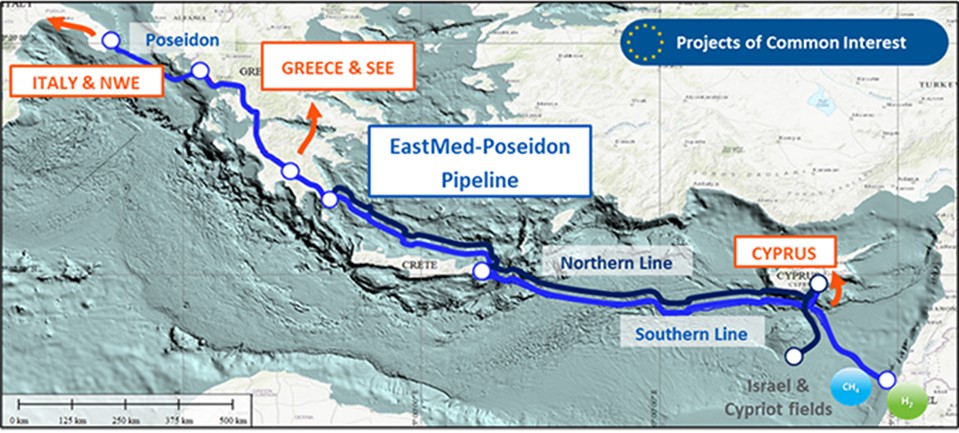 EastMed pipeline route